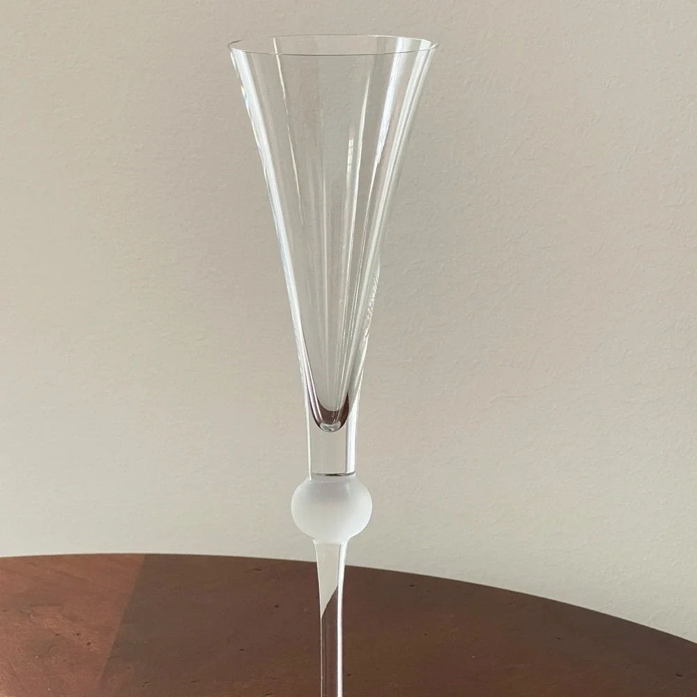 Williams Sonoma Champagne Flute Satin Ball Stem Grande Cuisine Made in Hungary